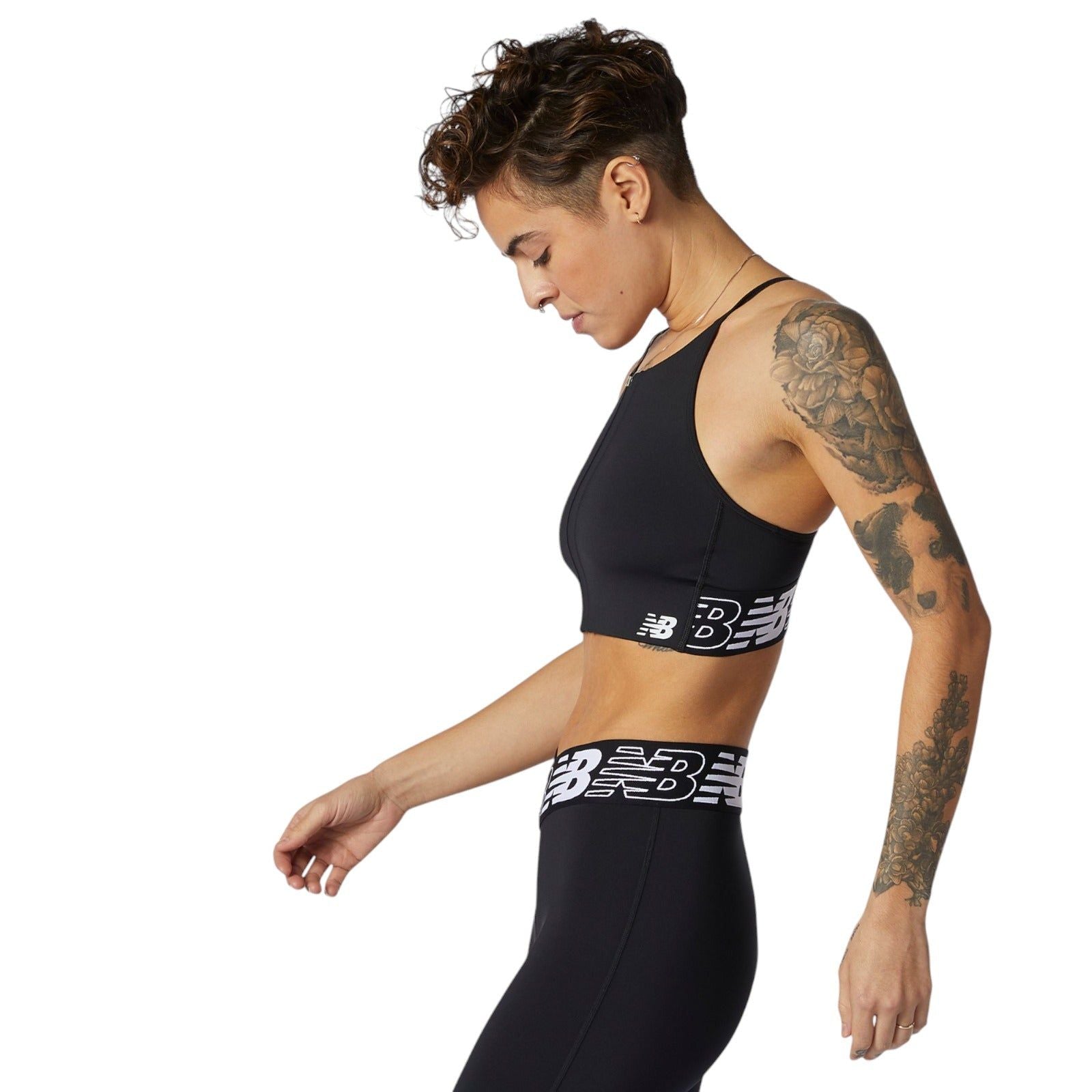 New Balance Womens Relentless Crop Top Sports Bra - Black - ViaductClothing -  -  