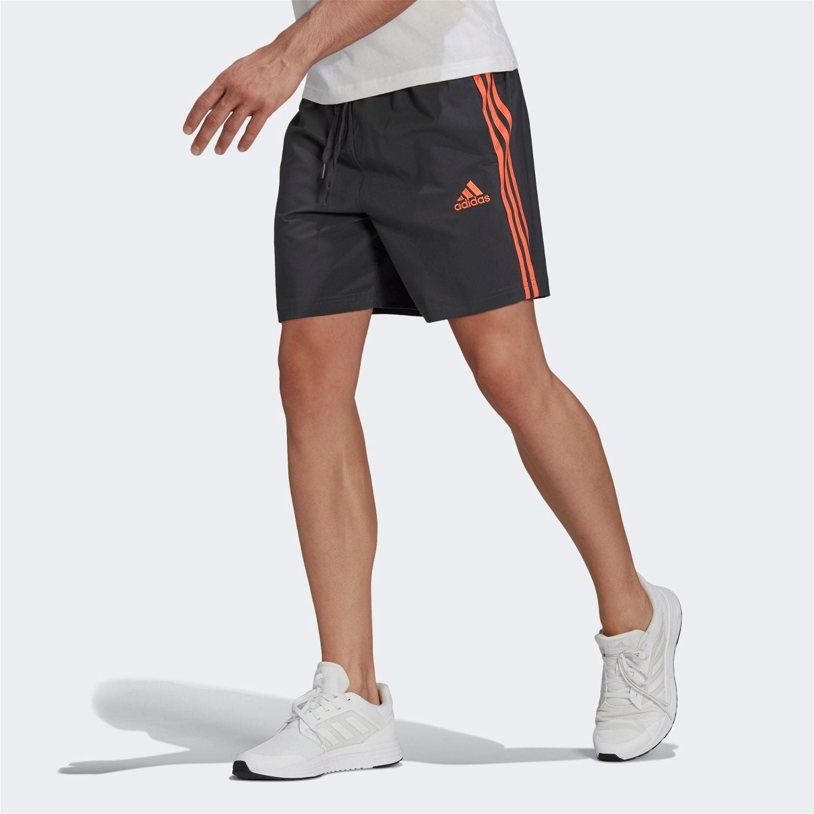 adidas Essentials Chelsea 3 Stripes Shorts - Grey / Orange - ViaductClothing -  -  