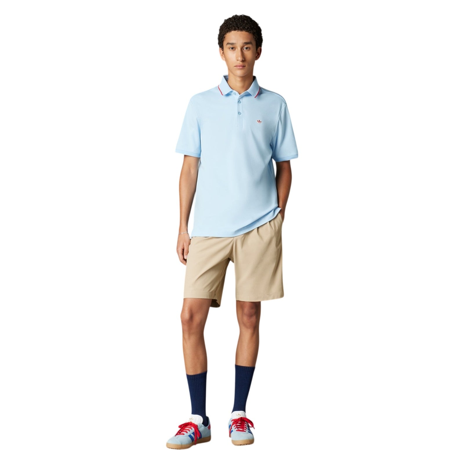 adidas Originals Twistknit Trefoil Polo Shirt - Clear Sky Blue