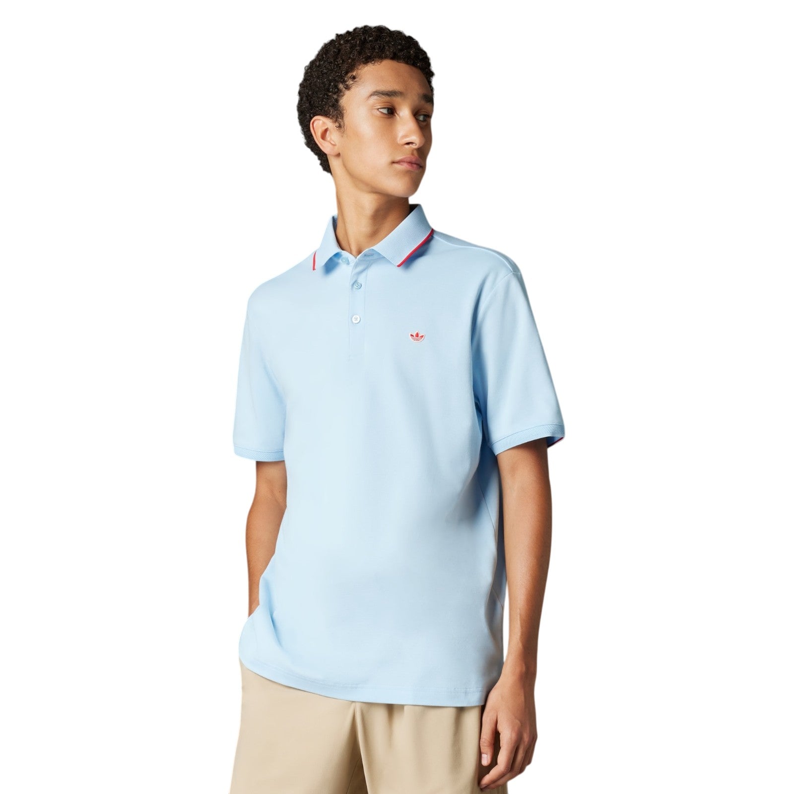 adidas Originals Twistknit Trefoil Polo Shirt - Clear Sky Blue