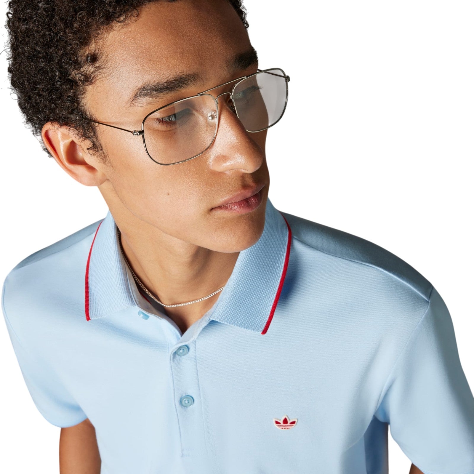 adidas Originals Twistknit Trefoil Polo Shirt - Clear Sky Blue