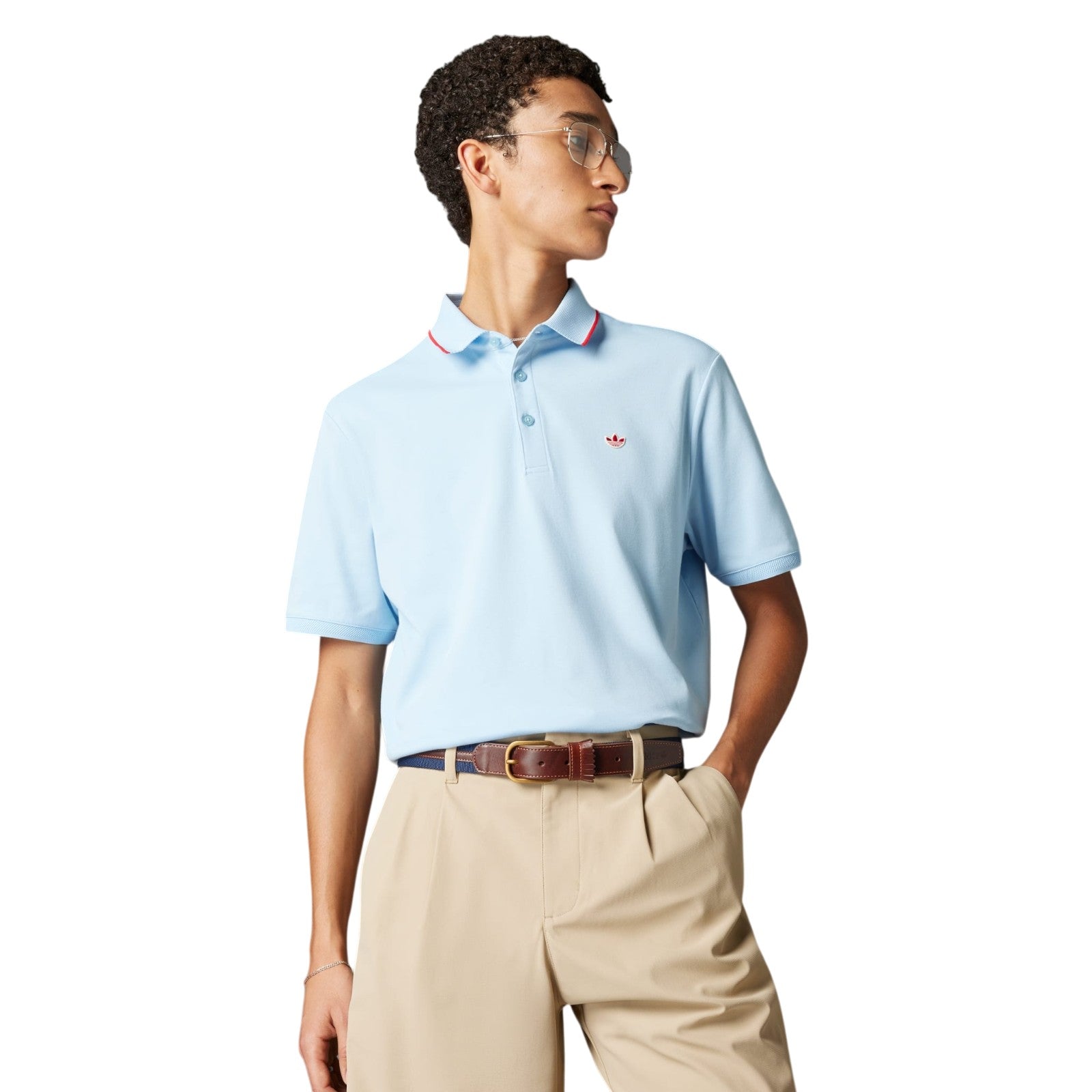 adidas Originals Twistknit Trefoil Polo Shirt - Clear Sky Blue