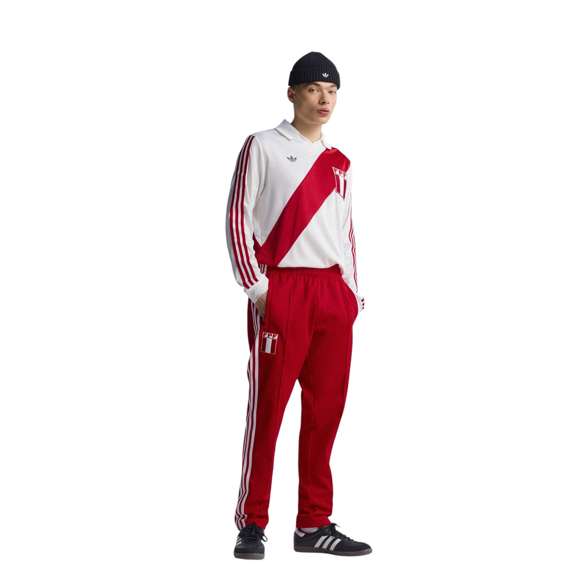 adidas Originals Peru Retro Football Track Pants Red - Product laydown