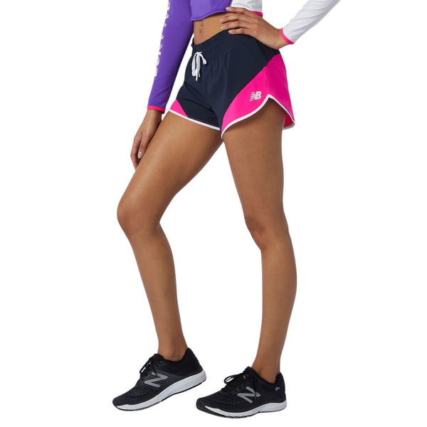 New Balance Women's Fast Flight Split Shorts - Navy / Pink - ViaductClothing -  -  