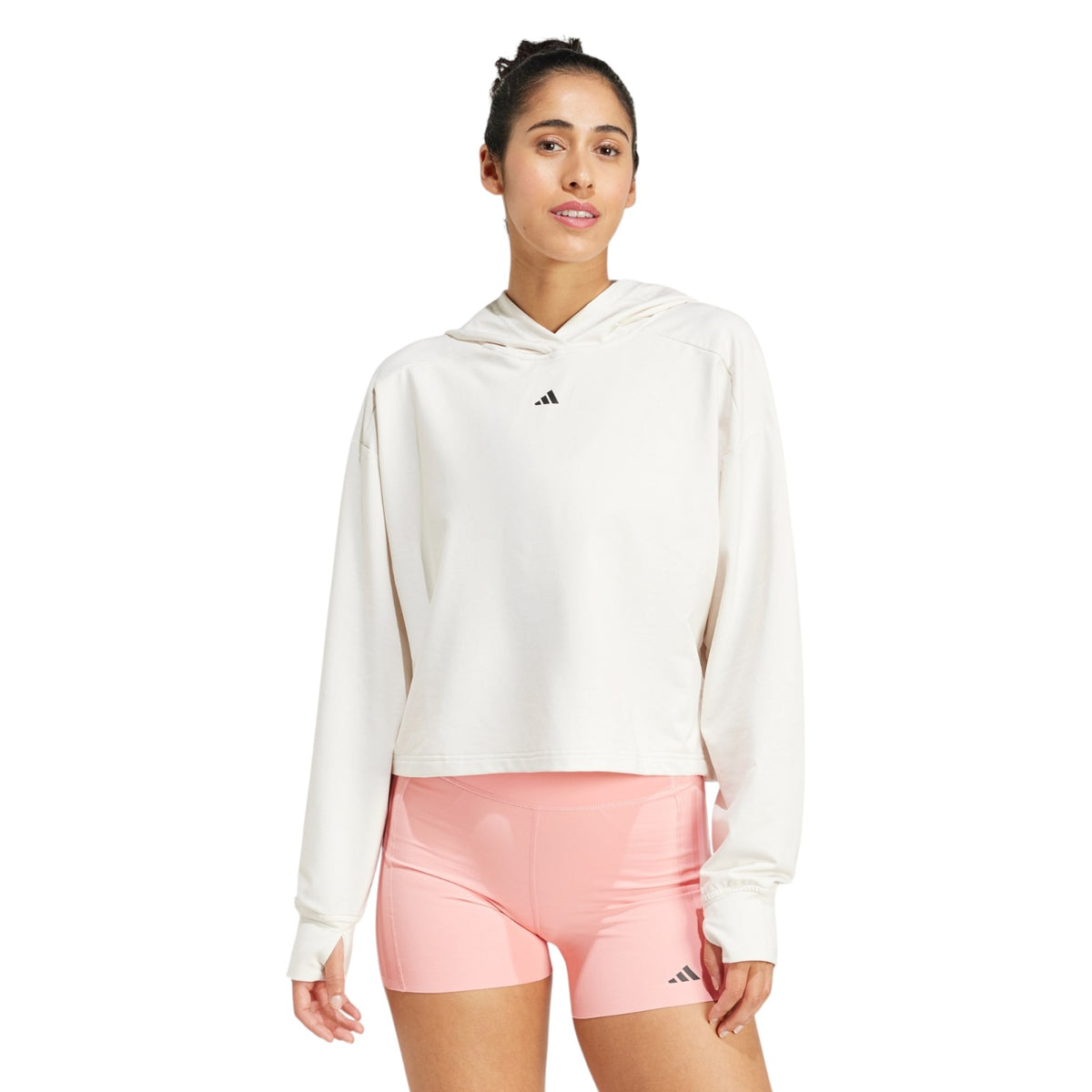 adidas Women's PrimeLift Loose Fit Back-Ventilation Hoodie - White
