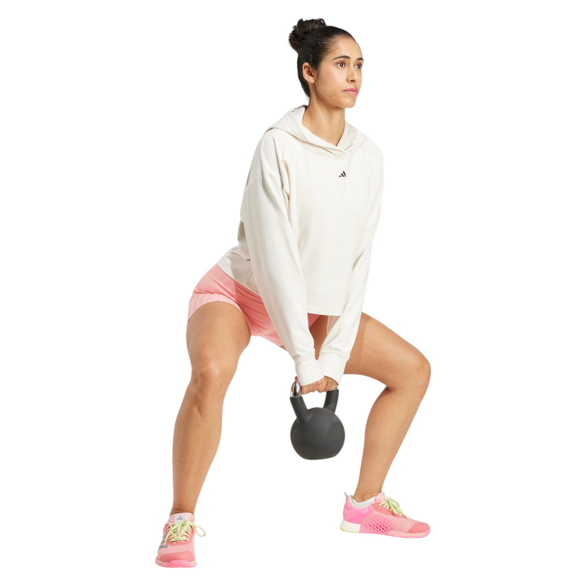 adidas Women's PrimeLift Loose Fit Back-Ventilation Hoodie - White