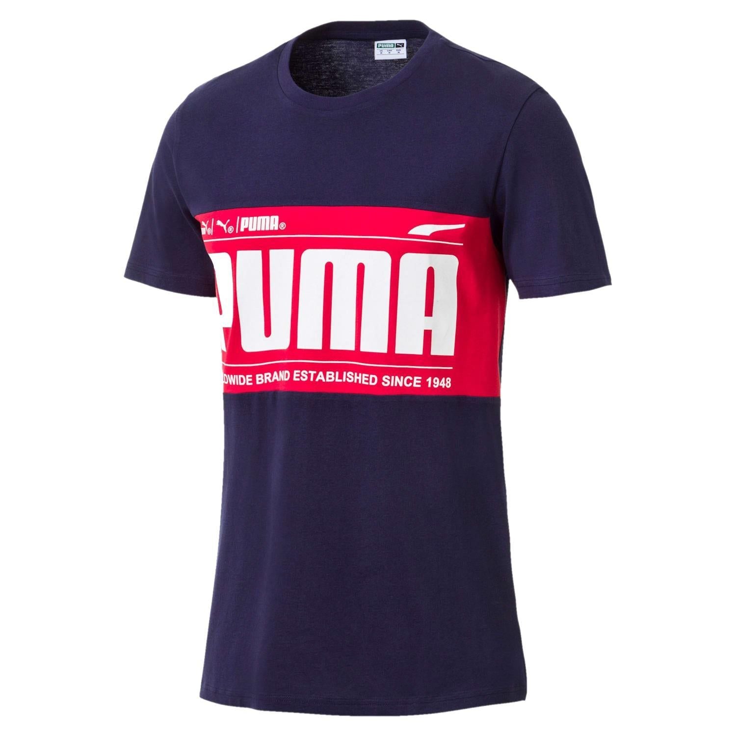 Puma Graphic Logo Block T Shirt - Navy - ViaductClothing -  -  