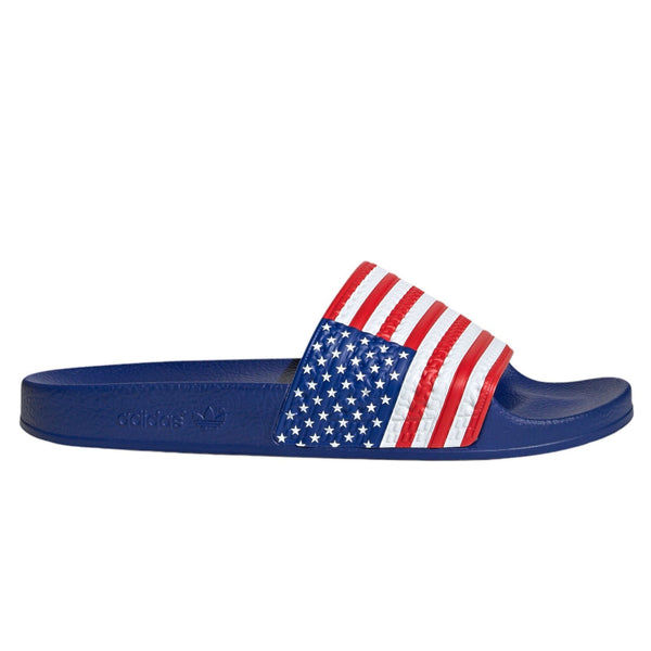 adidas Originals Unisex Adilette USA Slides - Blue / Red - ViaductClothing -  -  