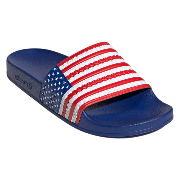 adidas Originals Unisex Adilette USA Slides - Blue / Red - ViaductClothing -  -  