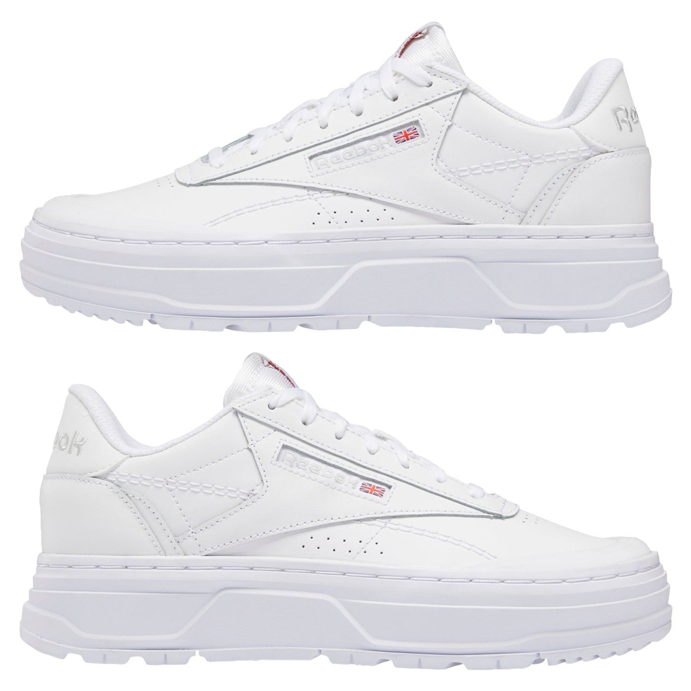 Reebok Womens Club C Double Geo Platform Shoes White