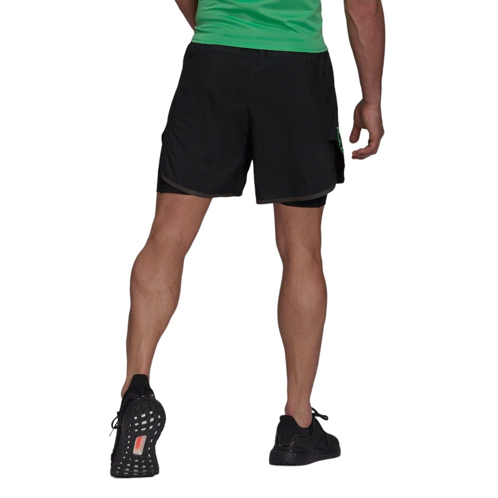 adidas adizero AEROREADY 2in1 Shorts - Black / Semi Screaming Green - ViaductClothing -  -  