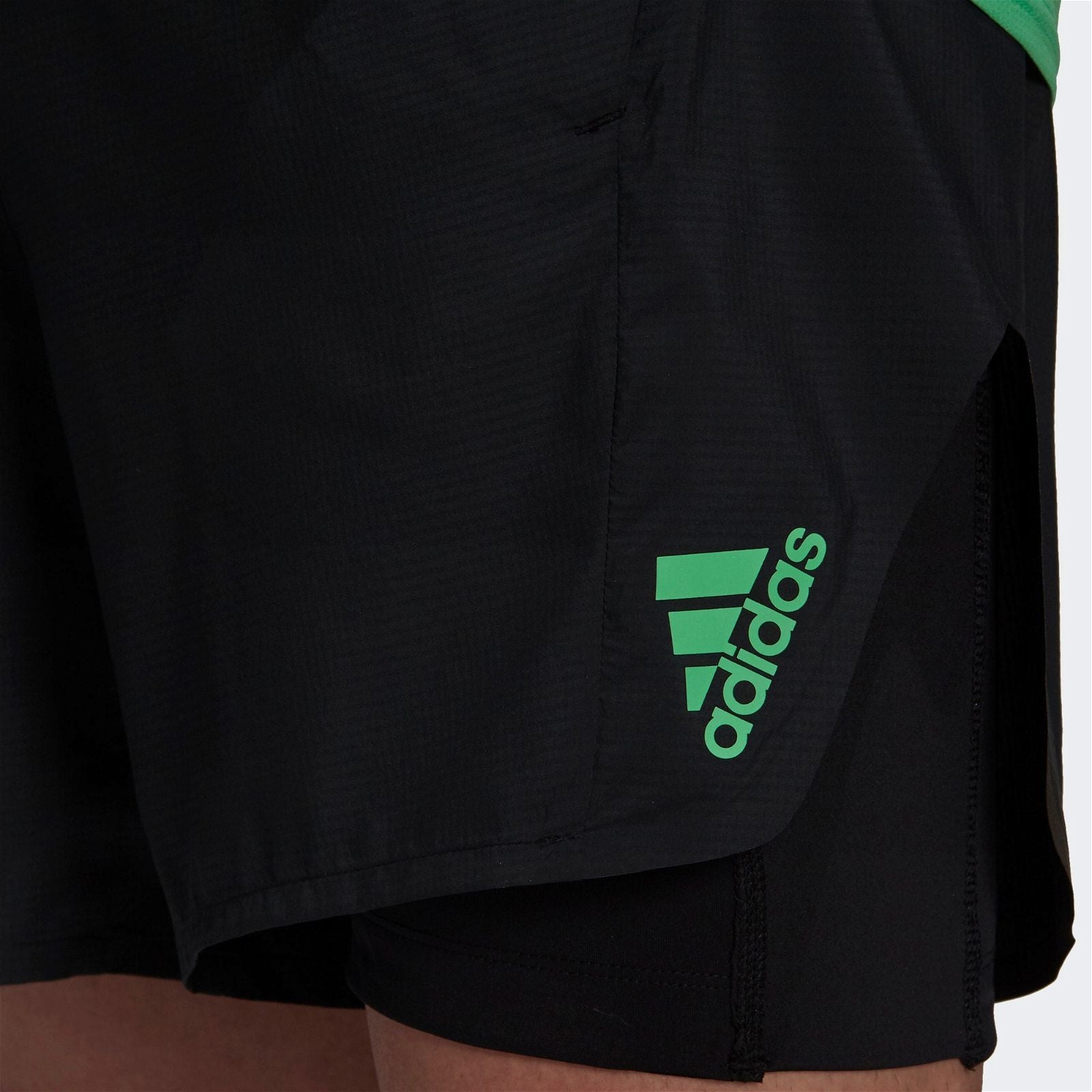 adidas adizero AEROREADY 2in1 Shorts - Black / Semi Screaming Green - ViaductClothing -  -  
