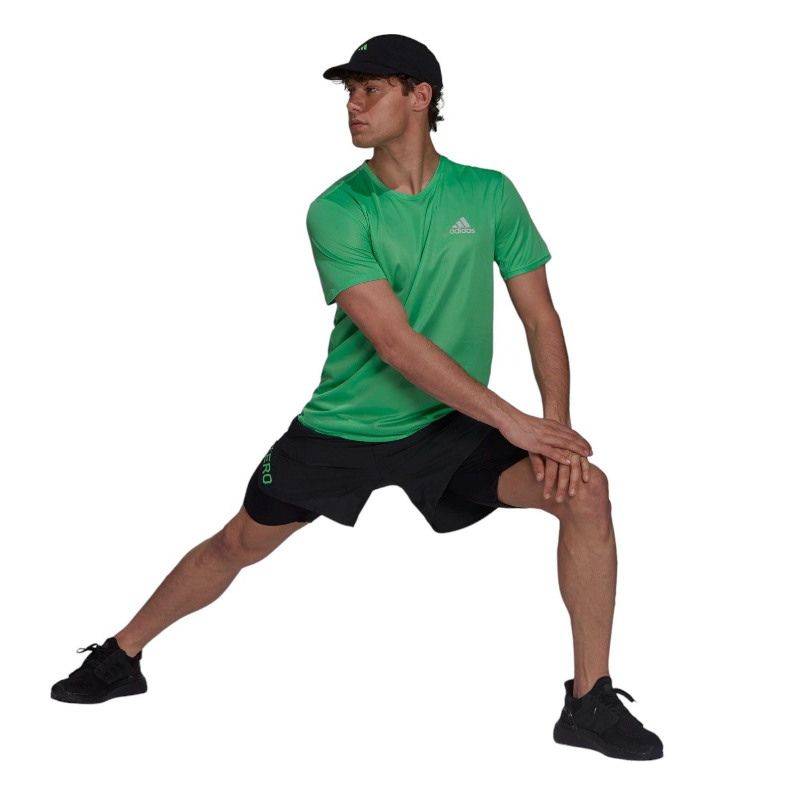adidas adizero AEROREADY 2in1 Shorts - Black / Semi Screaming Green - ViaductClothing -  -  