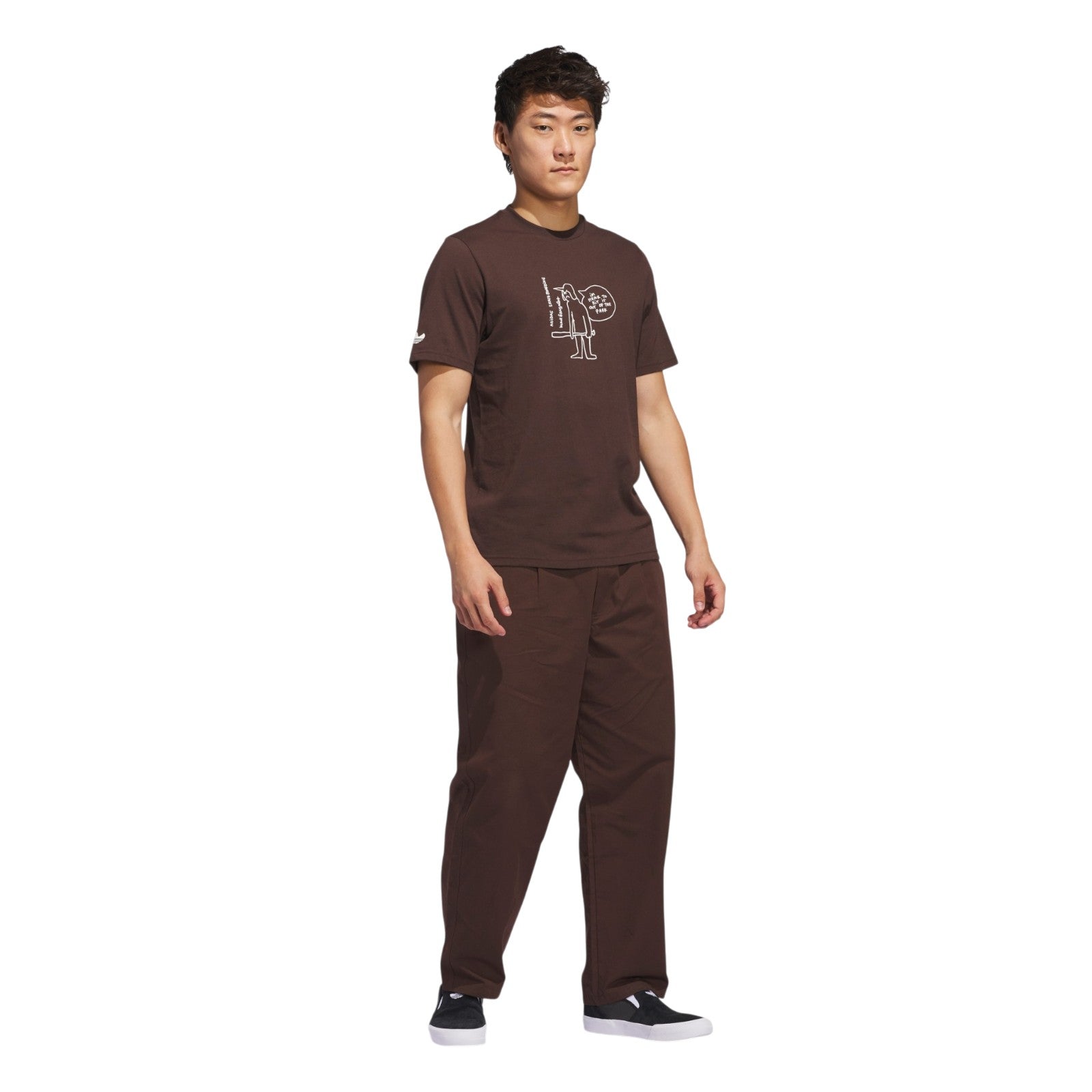 adidas Originals Unisex Shmoofoil Out of the Park T-Shirt - Dark Brown / Core White