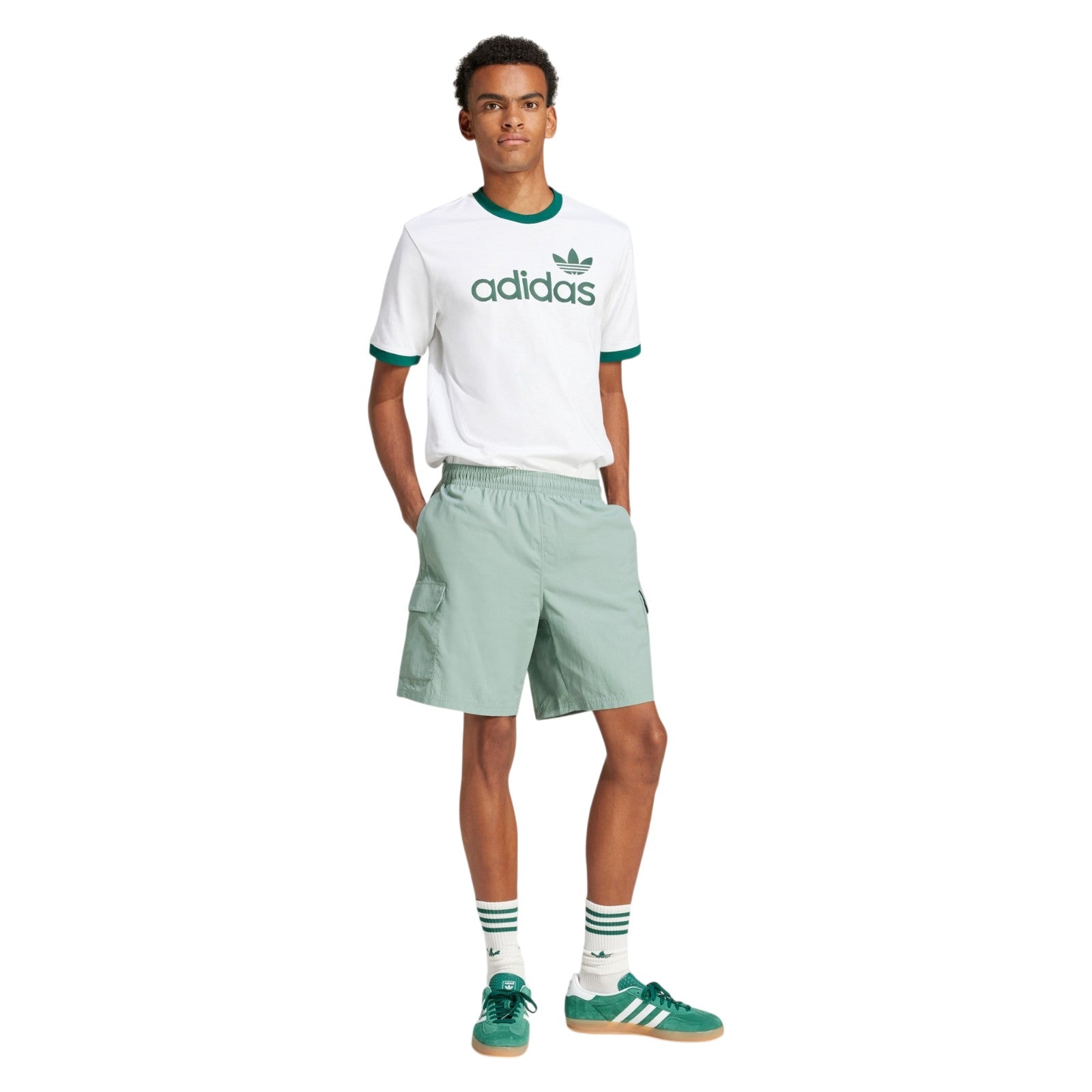 adidas Originals Trefoil Essentials Woven Cargo Shorts - Silver Green