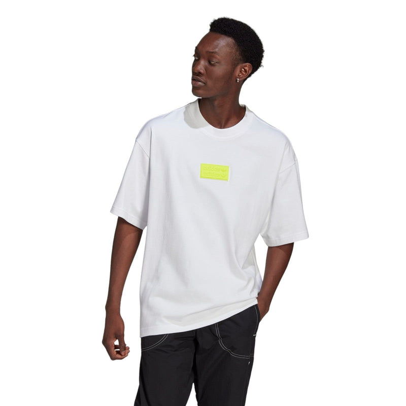 adidas Originals R.Y.V. Oversize Silicone Badge Tee - White / Solar Yellow - ViaductClothing -  -  