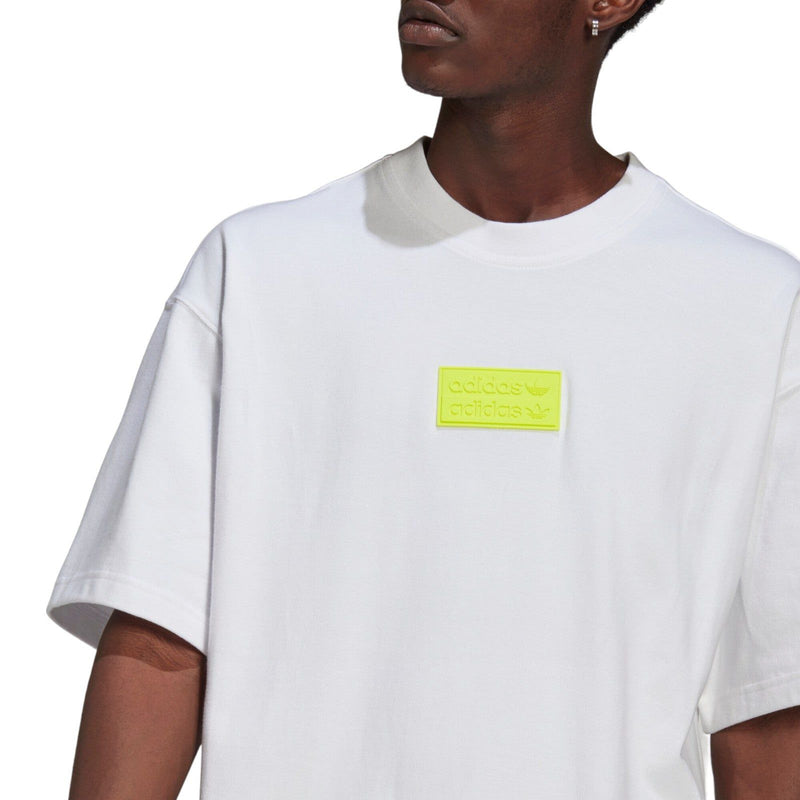 adidas Originals R.Y.V. Oversize Silicone Badge Tee - White / Solar Yellow - ViaductClothing -  -  