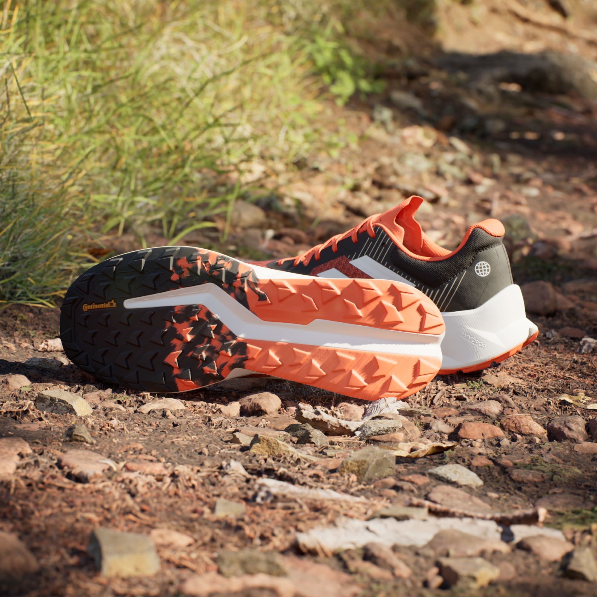adidas Men's Terrex Soulstride Flow Trail Running Shoes - Core Black / Crystal White / Impact Orange