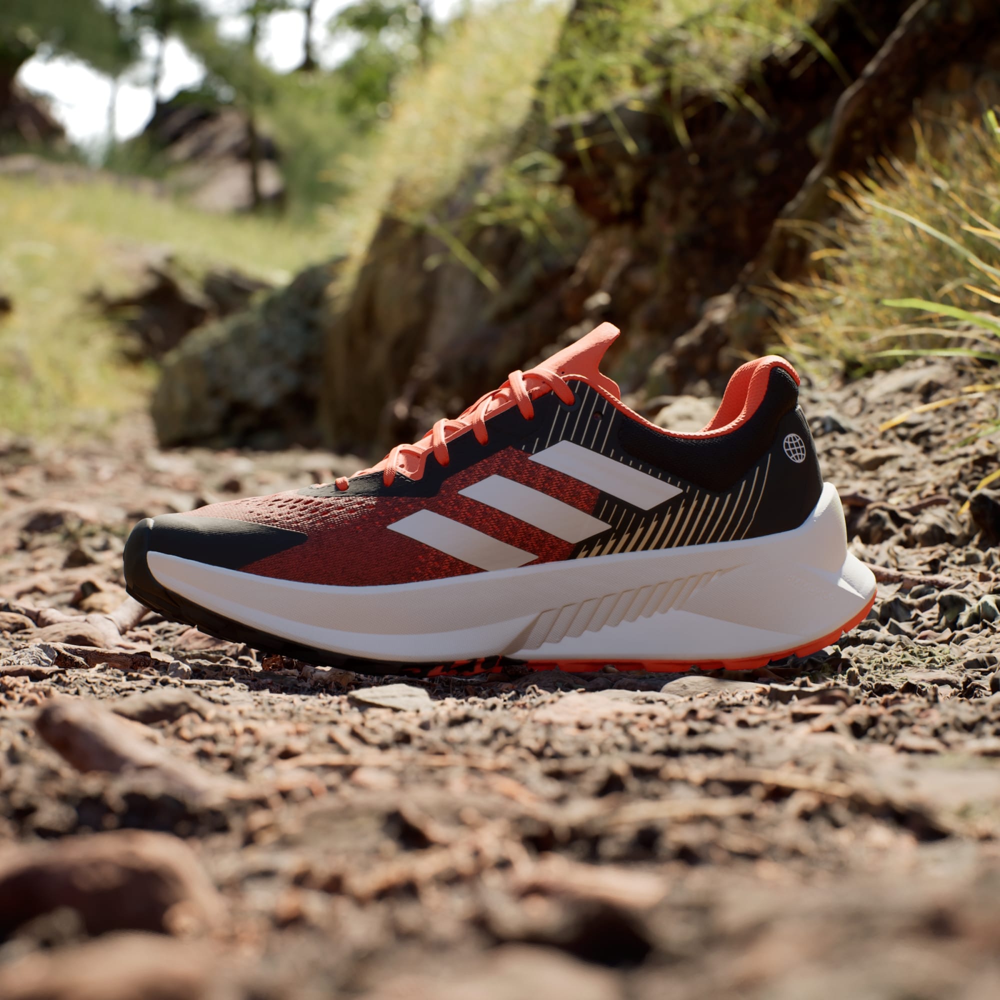 adidas Men's Terrex Soulstride Flow Trail Running Shoes - Core Black / Crystal White / Impact Orange