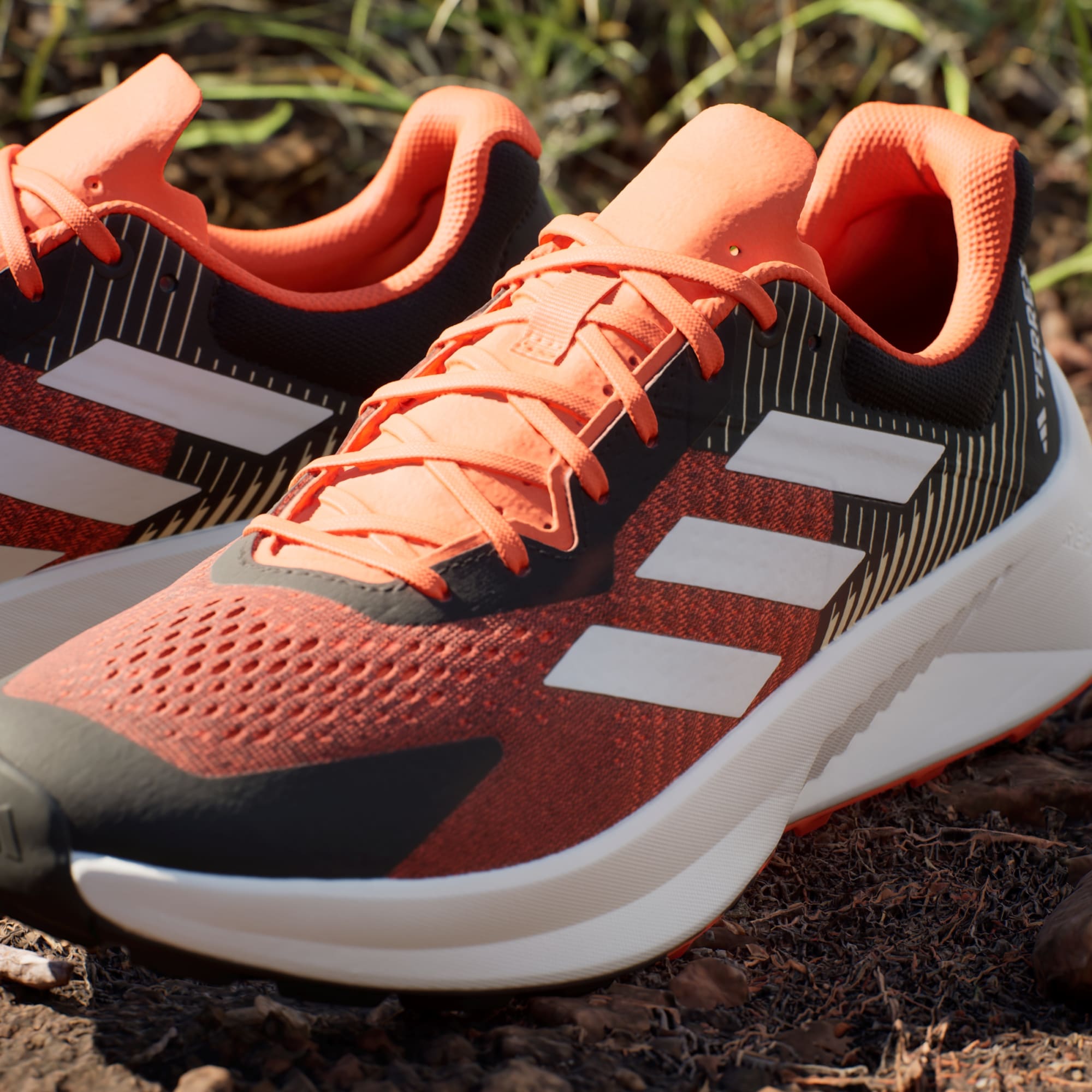 adidas Men's Terrex Soulstride Flow Trail Running Shoes - Core Black / Crystal White / Impact Orange