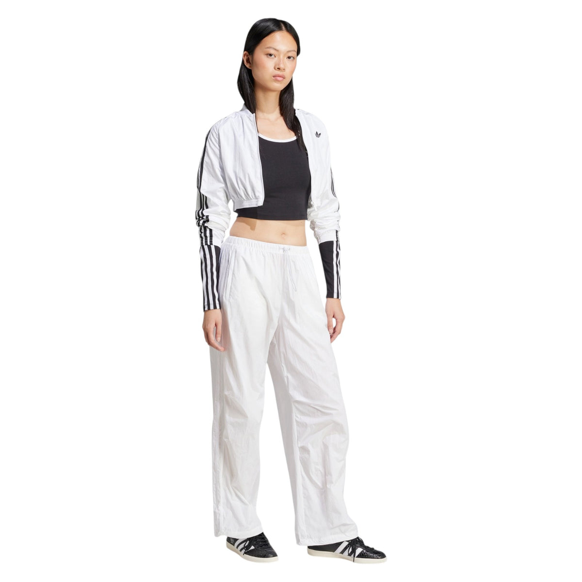 adidas Originals Women's Adicolor 3-Stripes Long Sleeve Crop T-Shirt - Black