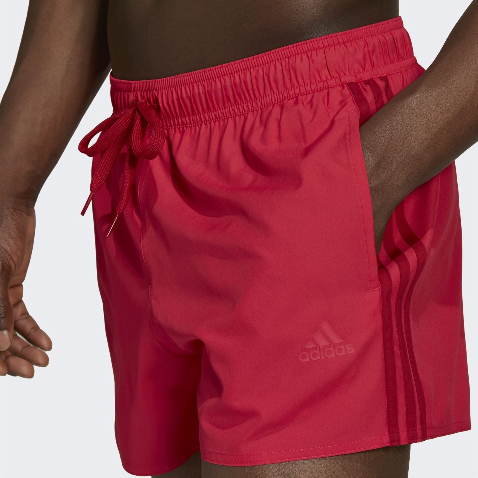 adidas Classic 3-Stripes Swim Shorts - Power Pink / Team Victory Red - ViaductClothing -  -  