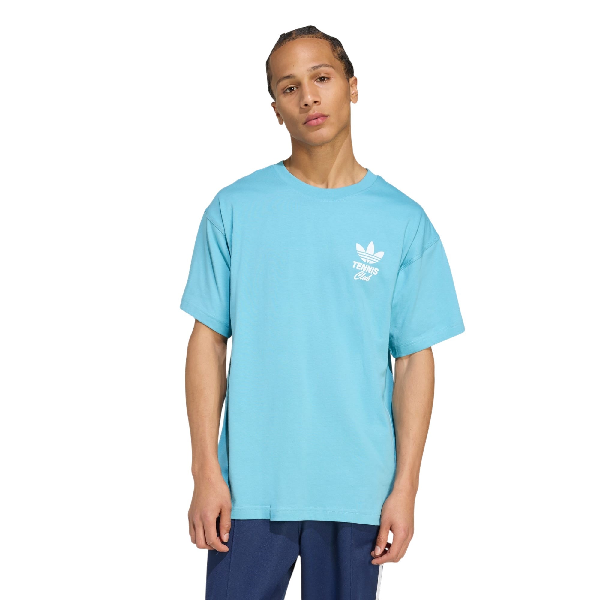 adidas Originals Tennis Retro Graphic Crew Neck T Shirt - Preloved Blue