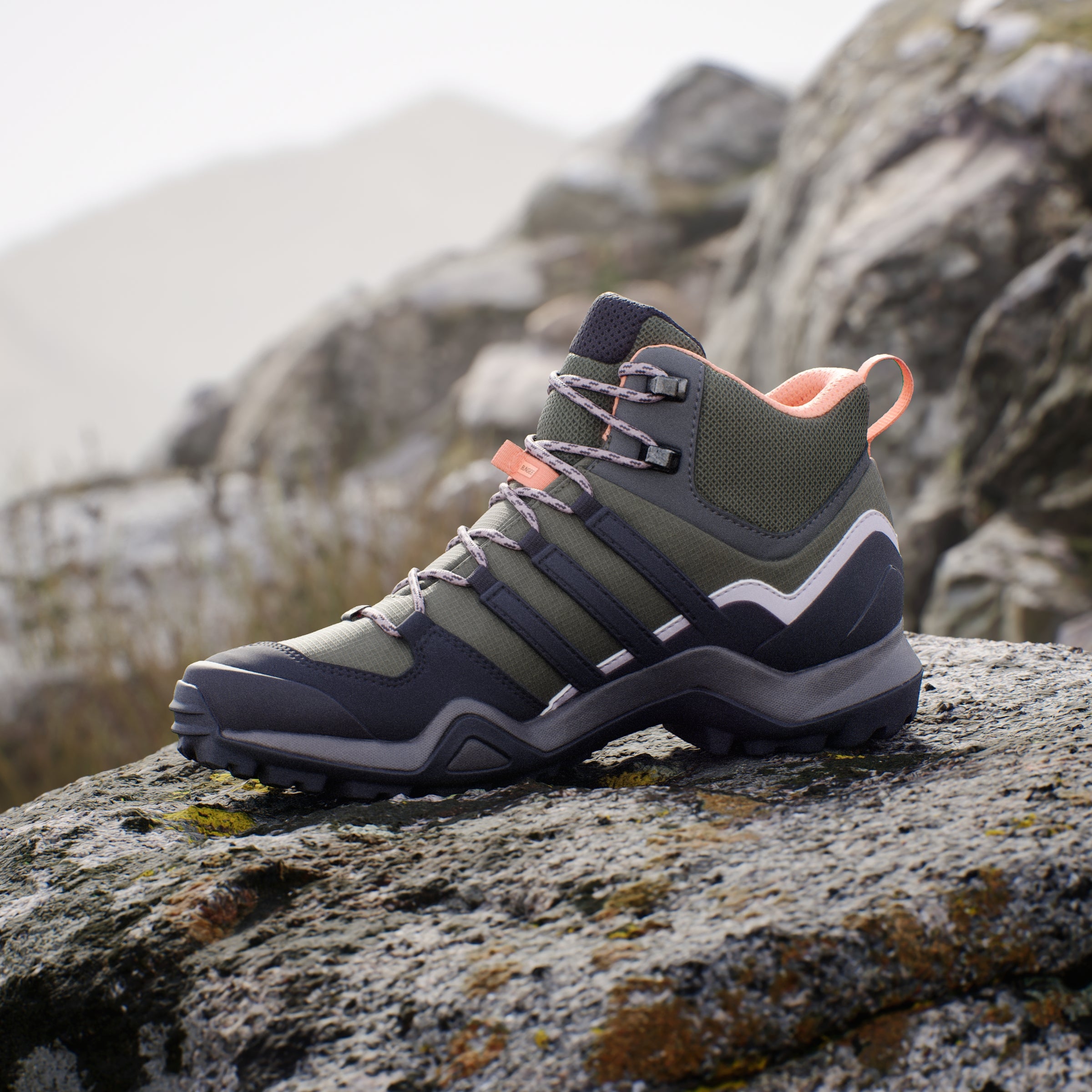 adidas Women's Terrex Swift R2 Mid GORE-TEX Hiking Trainers - Olive Strata
