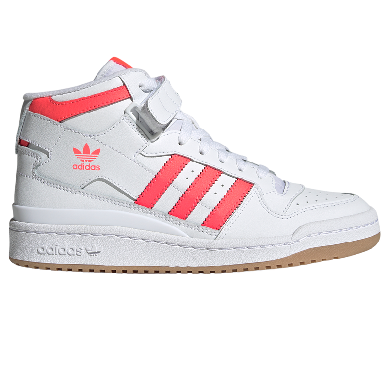 adidas Originals Womens Forum Mid Shoes White Turbo Pink ViaductClothing