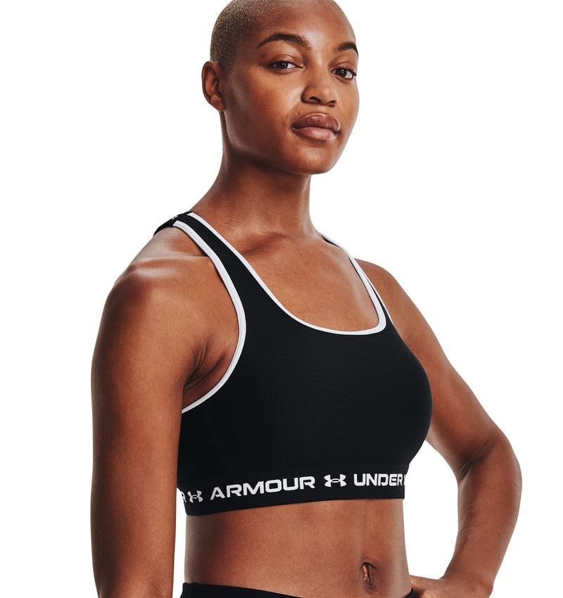 Under Armour Women's Crossback Mid Sports Bra - Black - ViaductClothing -  -  