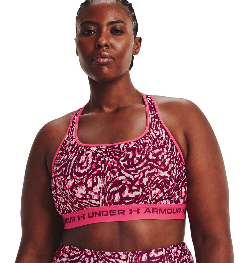 Under Armour Women's Mid Crossback Printed Sports Bra - Pink - ViaductClothing -  -  