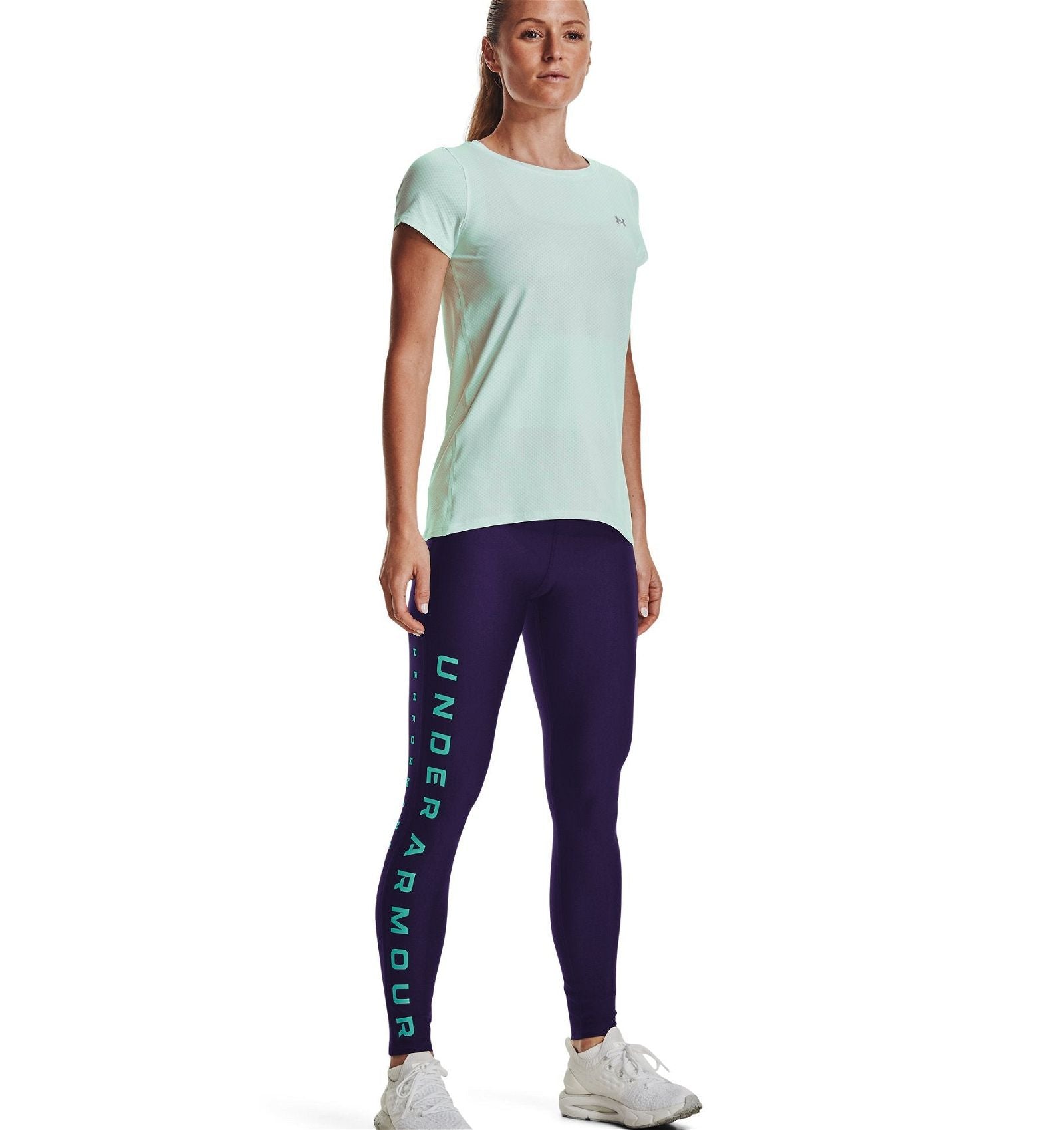 Under Armour Womens HeatGear Branded Leggings Tights - Purple - ViaductClothing -  -  