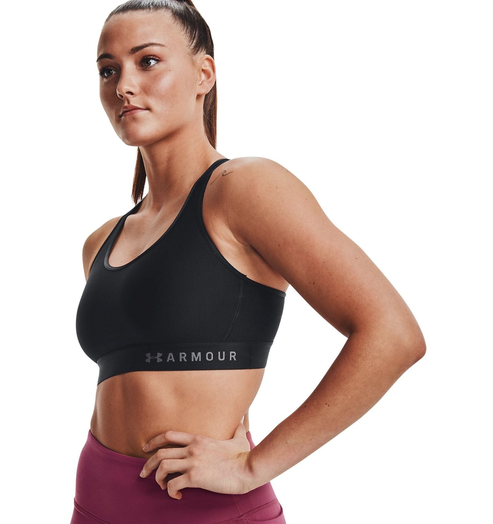 Under Armour Womens HeatGear Mid Keyhole Sports Bra - Black - ViaductClothing -  -  