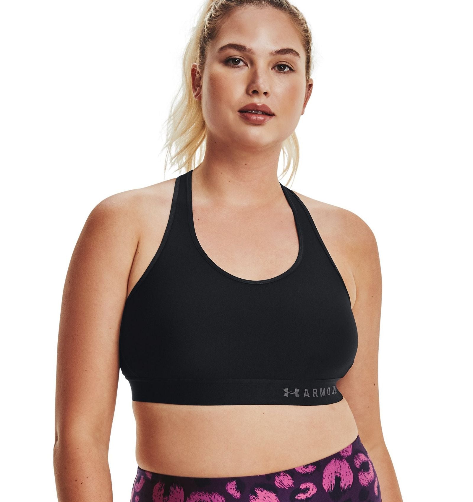 Under Armour Womens HeatGear Mid Keyhole Sports Bra - Black - ViaductClothing -  -  