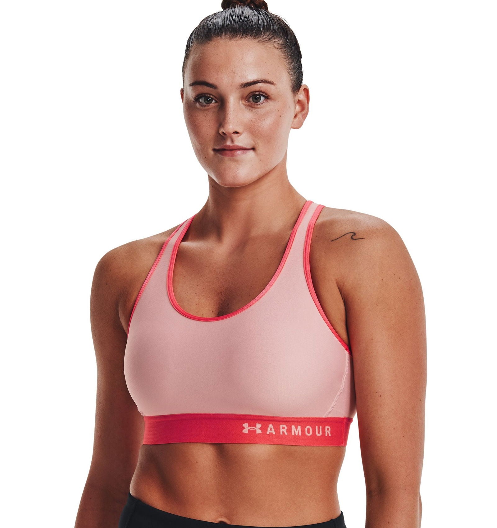 Under Armour Womens HeatGear Mid Keyhole Sports Bra - Pink - ViaductClothing -  -  
