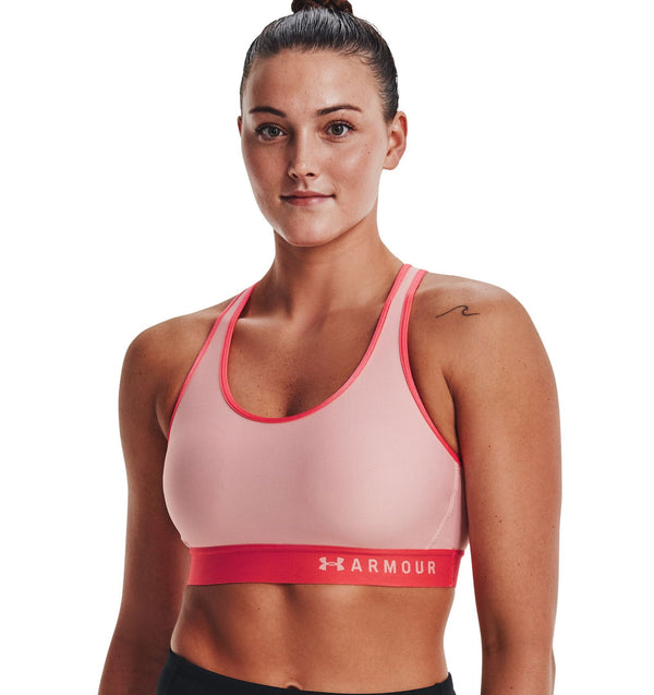 Under Armour Womens HeatGear Mid Keyhole Sports Bra - Pink - ViaductClothing -  -  
