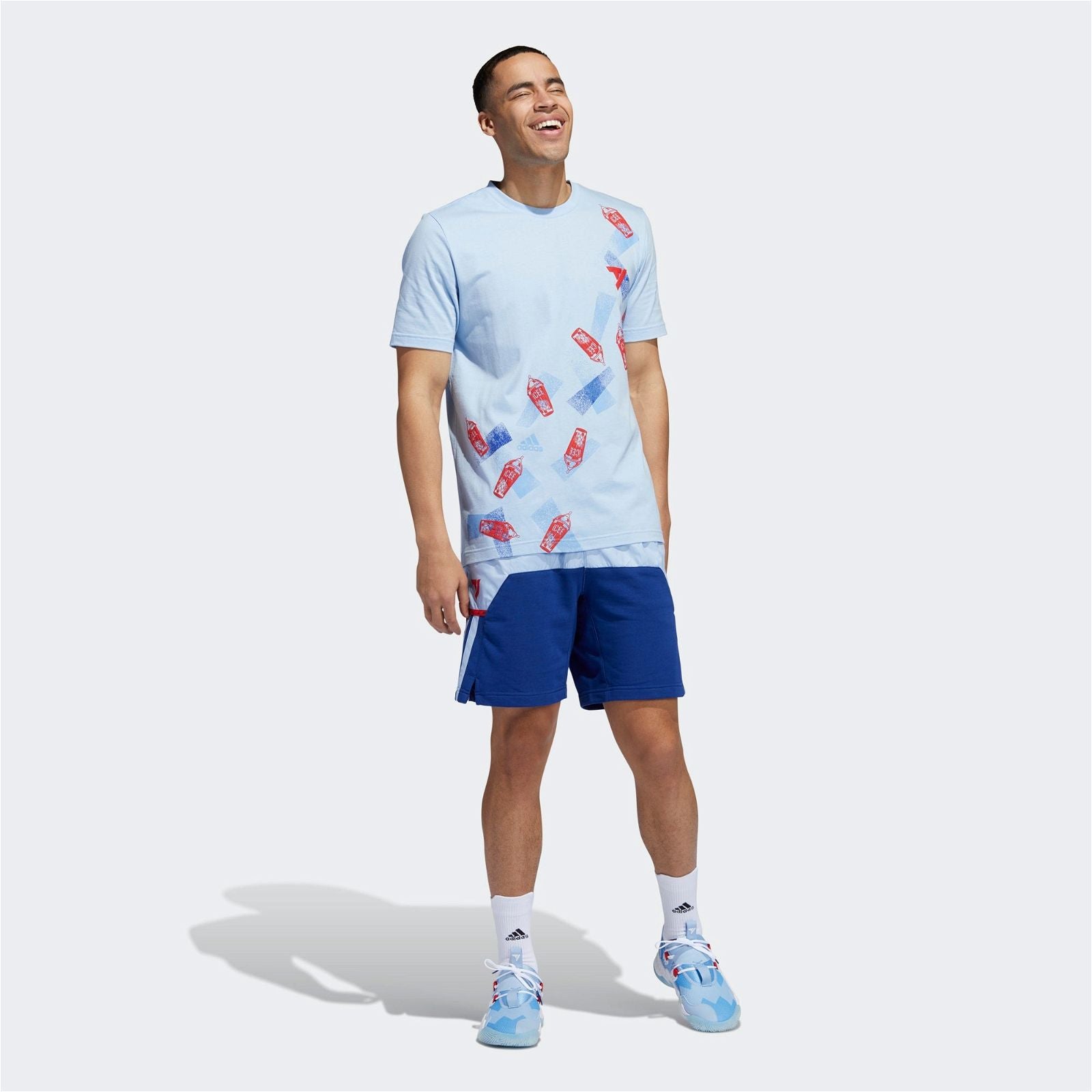 adidas Trae Young Basketball Shorts - Glow Blue / Victory Blue - ViaductClothing -  -  