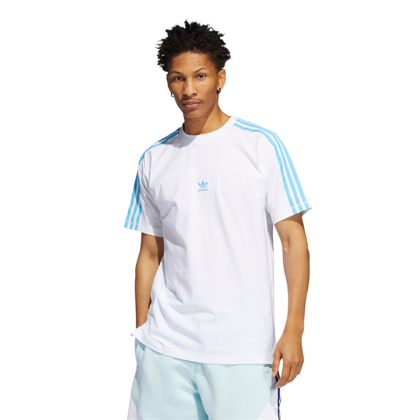 adidas Originals Blocked 3-Stripes Tee - Sky Rush / White - ViaductClothing -  -  