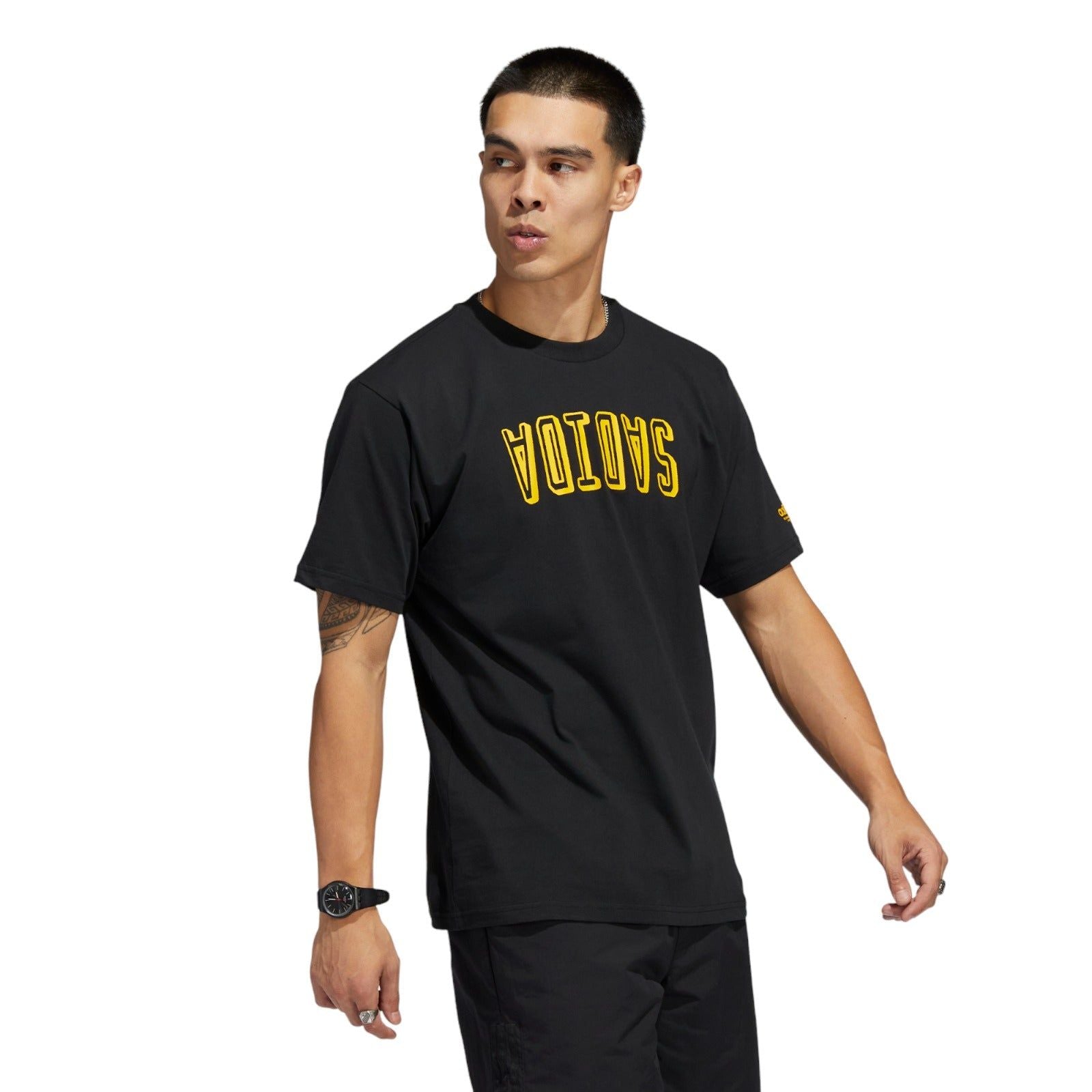 adidas Originals Unisex 4.0 Flipped Adi Skateboarding Tee - Black / Yellow - ViaductClothing -  -  