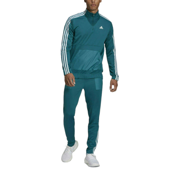 adidas AEROREADY Tricot Quarter Zip Track Suit Teal Green ViaductClothing