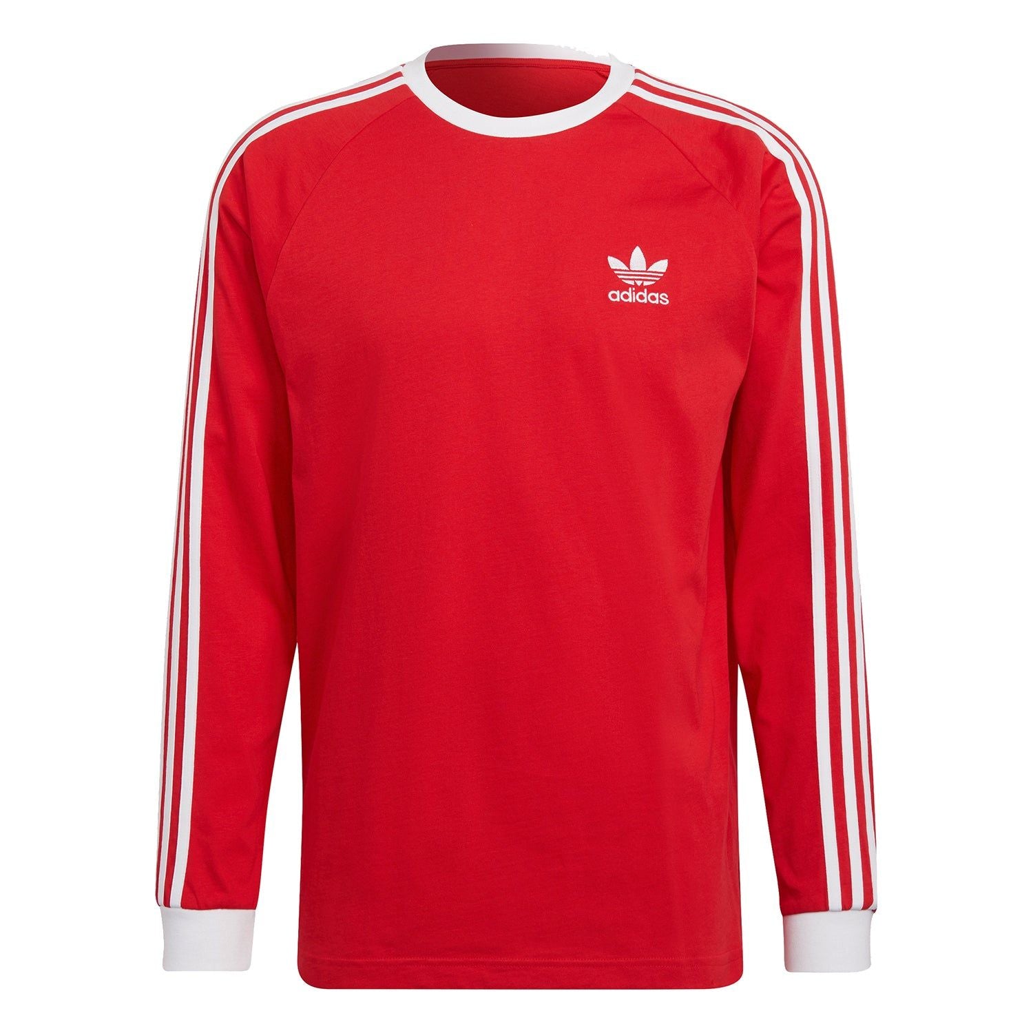 adidas Adiolor Classics 3-Stripes Long Sleeved Tee - Red - ViaductClothing -  -  