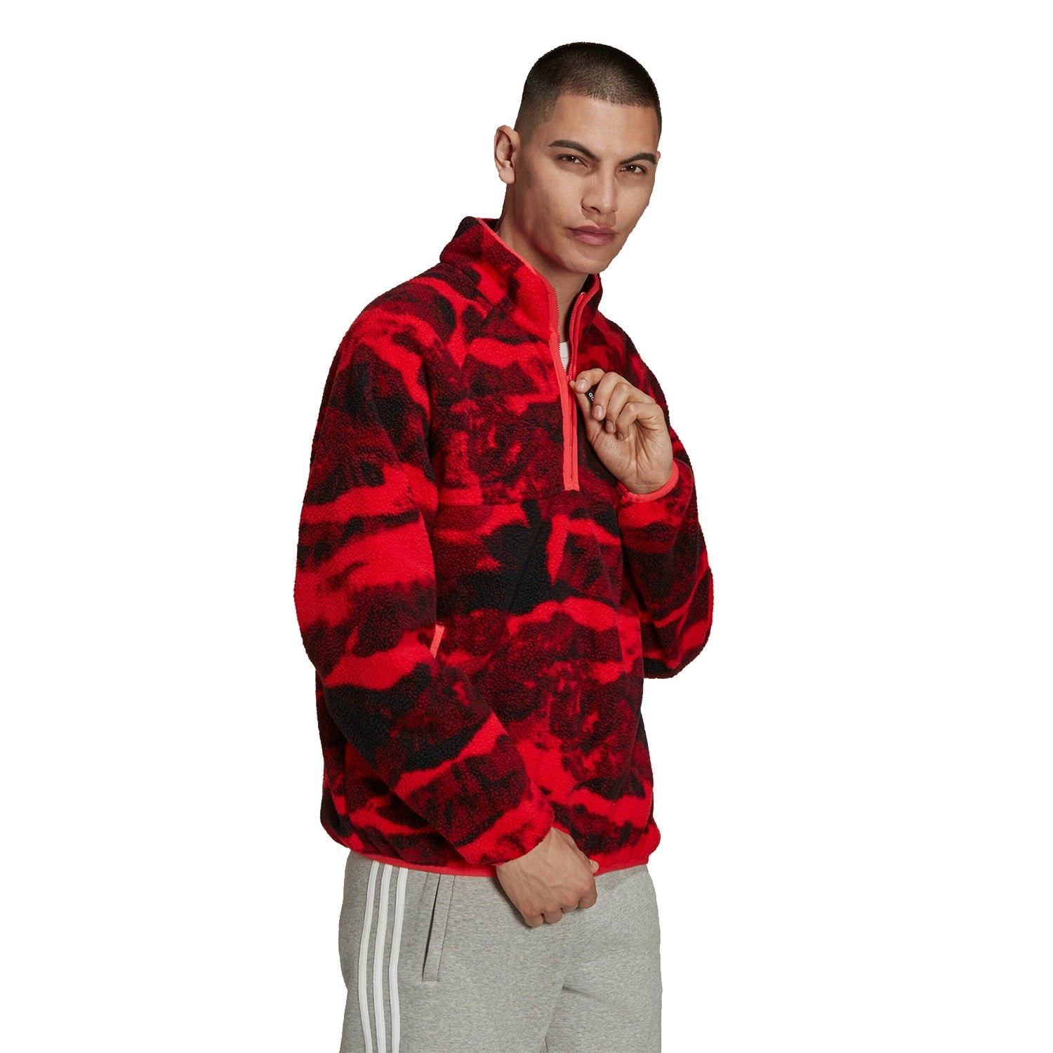 adidas Adventure Polar Fleece Allover Print Half-Zip Sweatshirt - Pink - ViaductClothing -  -  