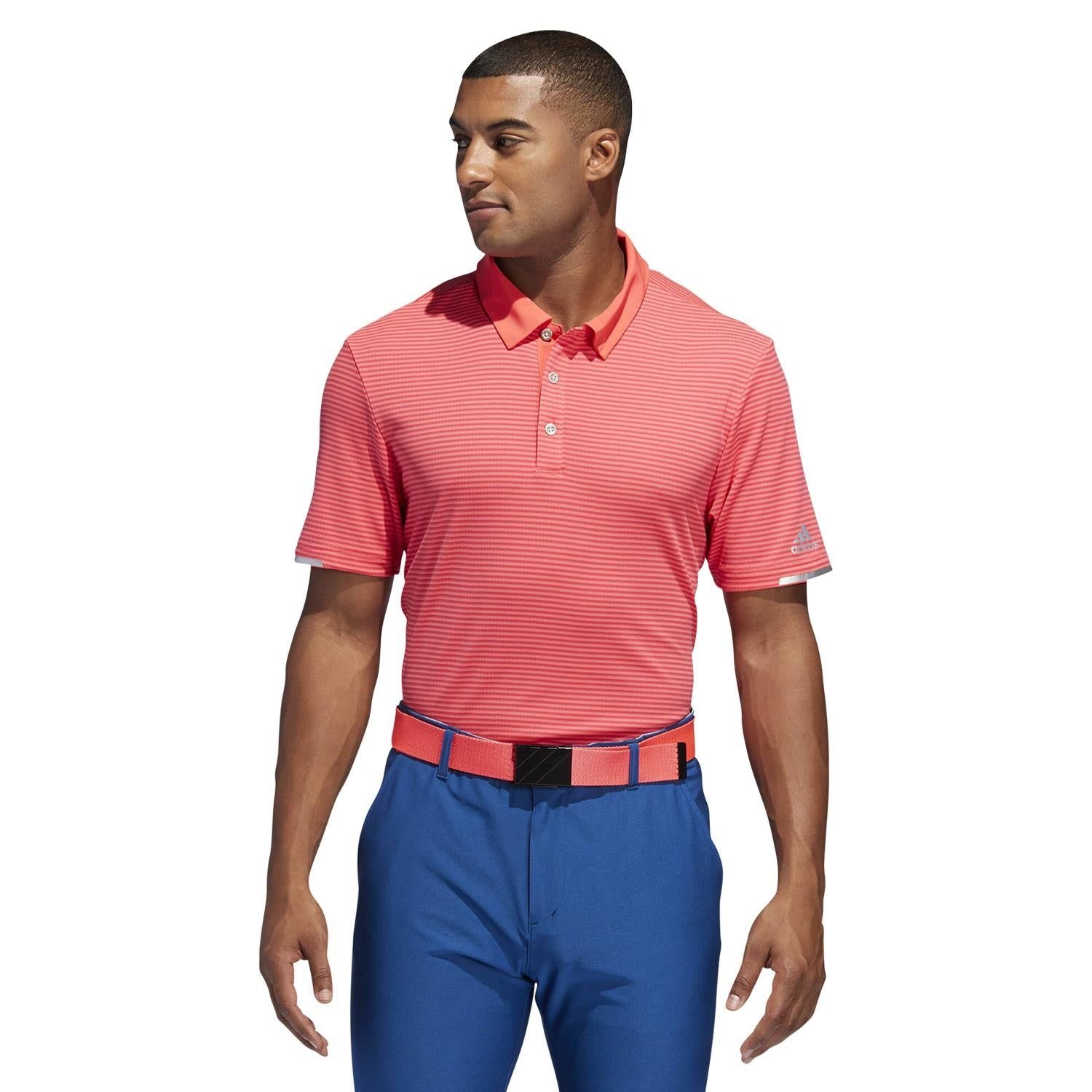 adidas Climachill Tonal Stripe Polo Shirt - Red - ViaductClothing -  -  