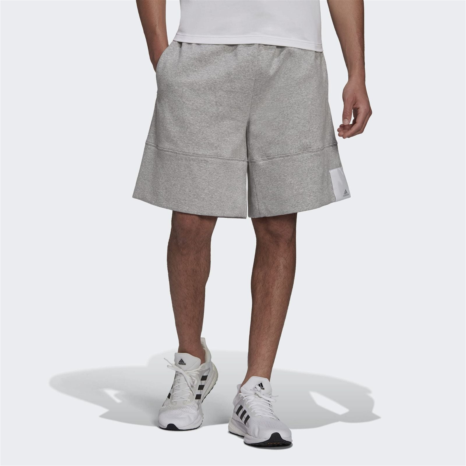 adidas Comfy and Chill Fleece Shorts - Medium Grey Heather - ViaductClothing -  -  