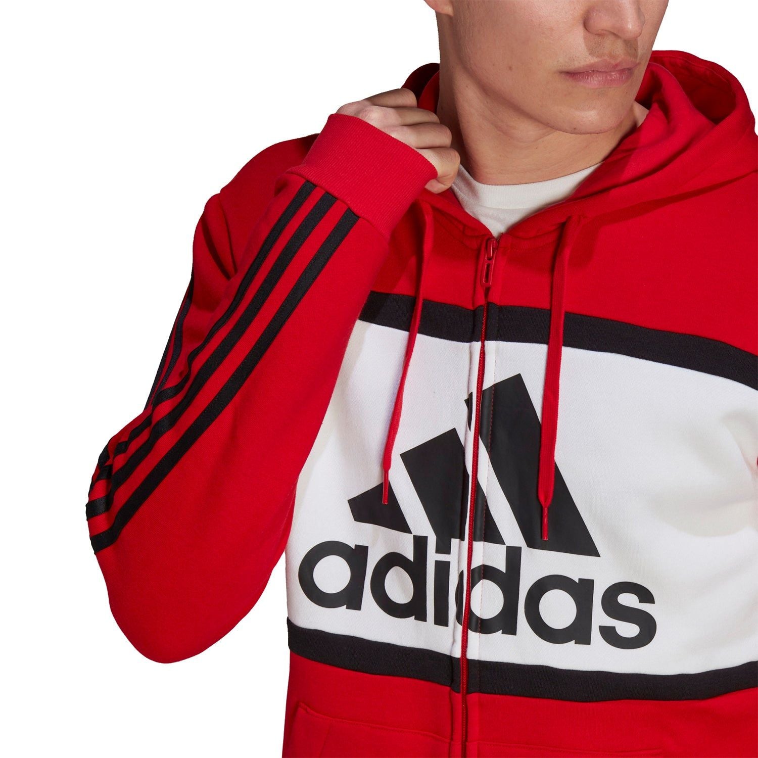 adidas Essentials Colorblock Logo Hoodie - Red - ViaductClothing -  -  