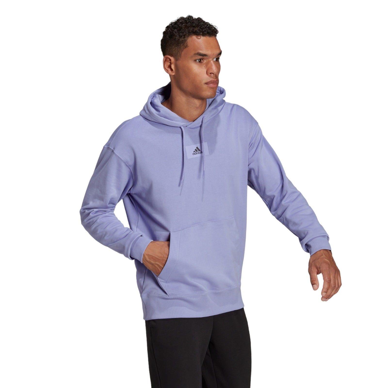 adidas Essentials FeelVivid Cotton French Terry Drop Shoulder Hoodie - Purple - ViaductClothing -  -  