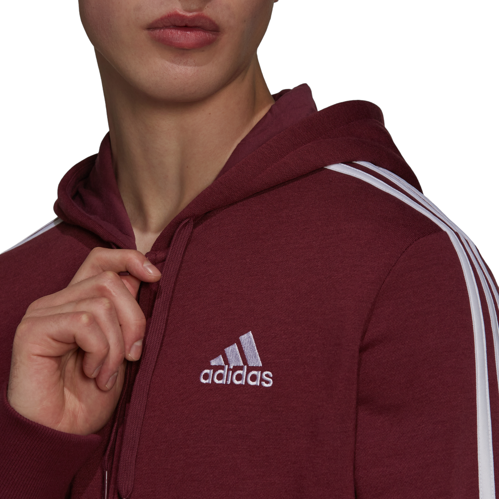 adidas Essentials Fleece 3-Stripes Full-Zip Hoodie - Victory Crimson - ViaductClothing -  -  