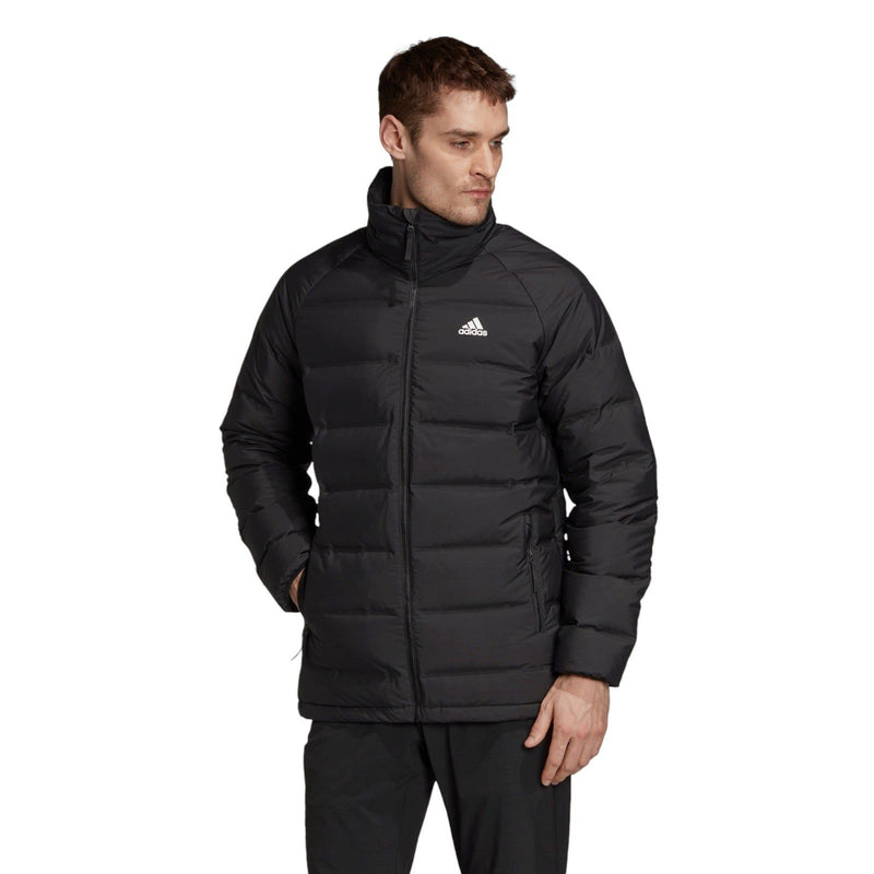 adidas Helionic Mid-Length Mens Down Jacket Winter Padded Coat - Black - ViaductClothing -  -  