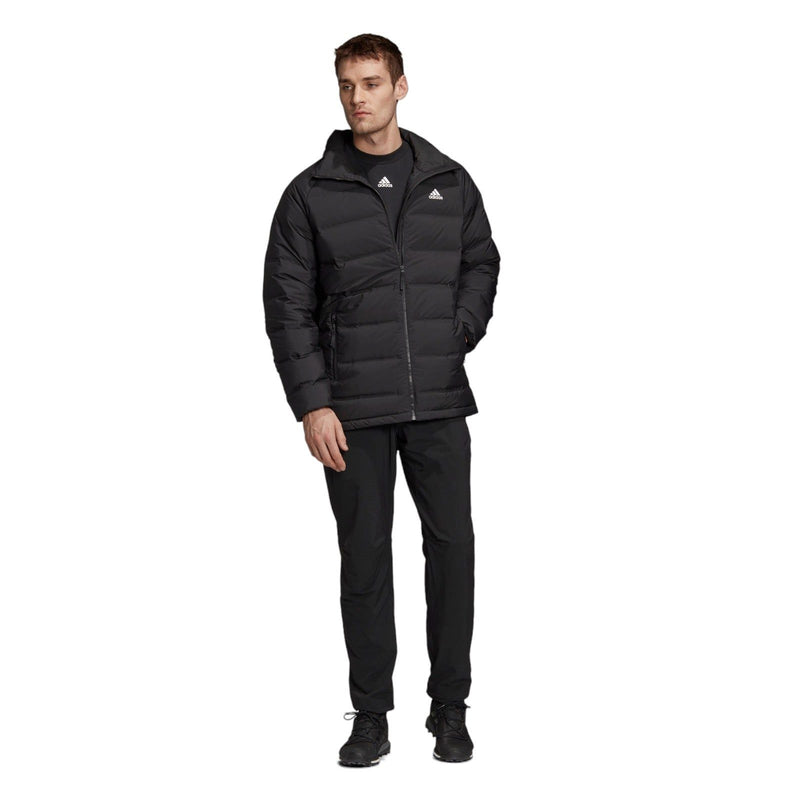 adidas Helionic Mid-Length Mens Down Jacket Winter Padded Coat - Black - ViaductClothing -  -  