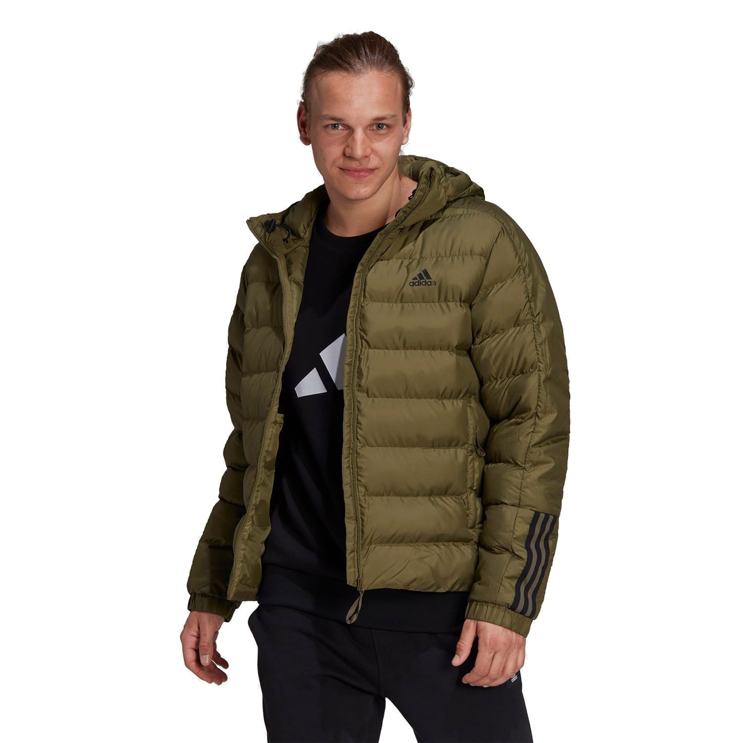 adidas Itavic 3-Stripes Midweight Hooded Jacket - Focus Olive - ViaductClothing -  -  